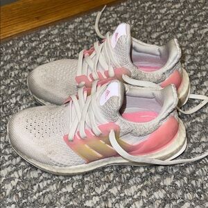 Adidas Women's Pink and White Sneakers